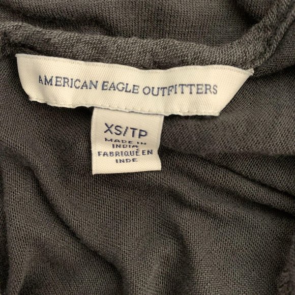 American Eagle Gray XS Top Open Back Mesh Front Sl - Picture 6 of 6